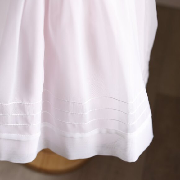 White Smocked Dress Pearls Pink Trim Flower Girl Special Occasion Size 2T LOVELY - Picture 6 of 7